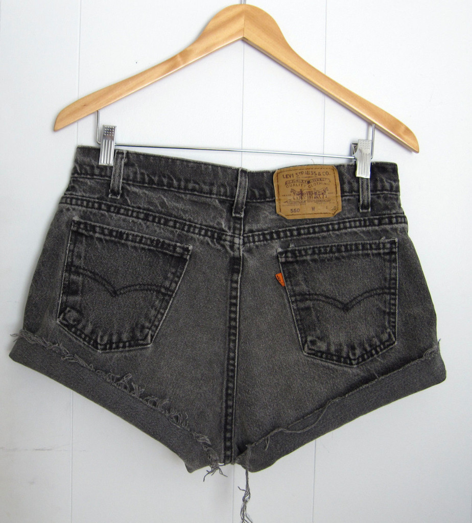 Levi's Faded Black High Waisted Cut Off Denim Shorts