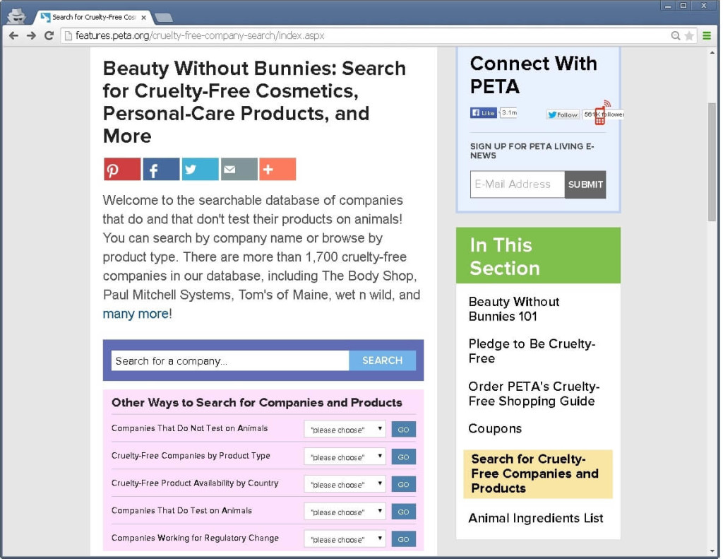 PETA Cruelty-Free Company and Product Lookup