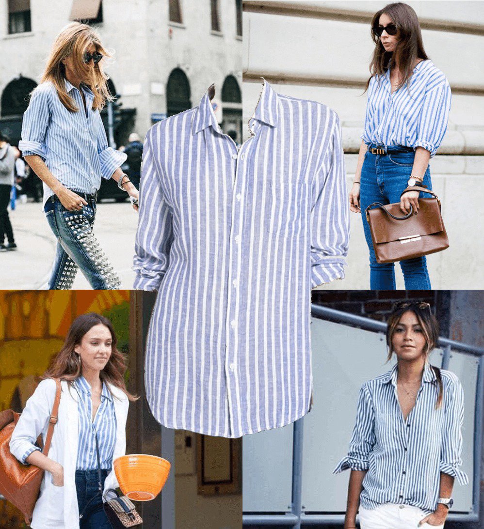 Striped white and blue shirt trend
