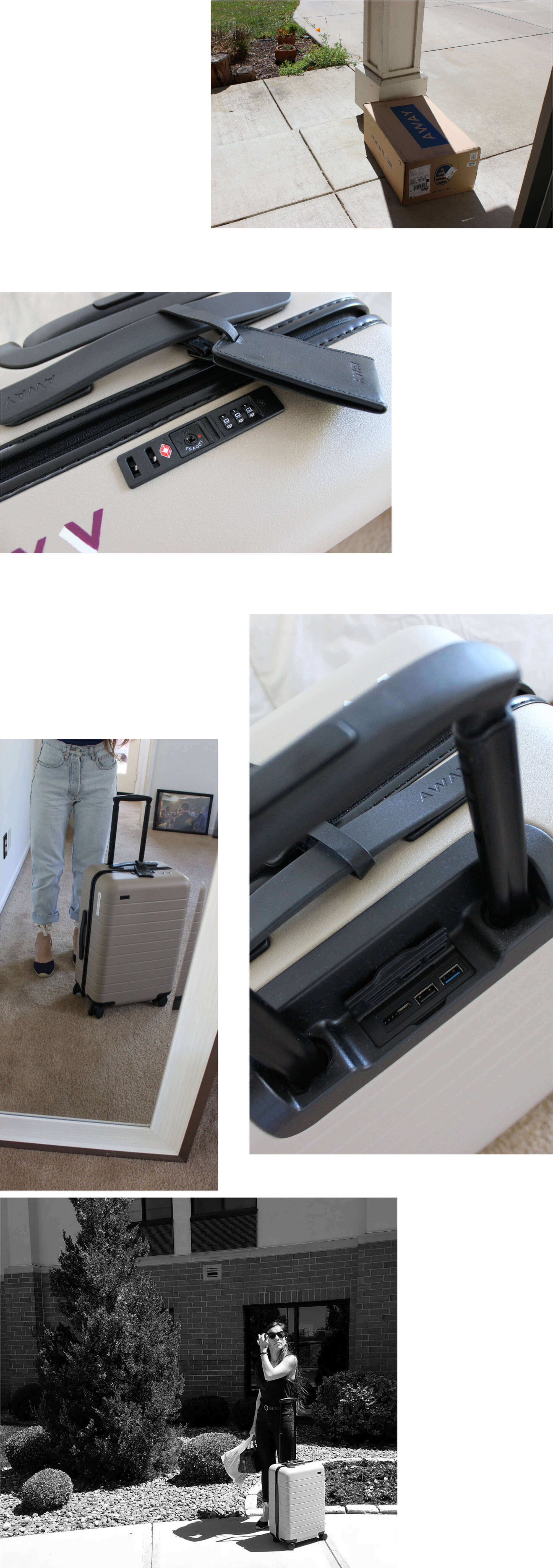 away suitcase with monogram