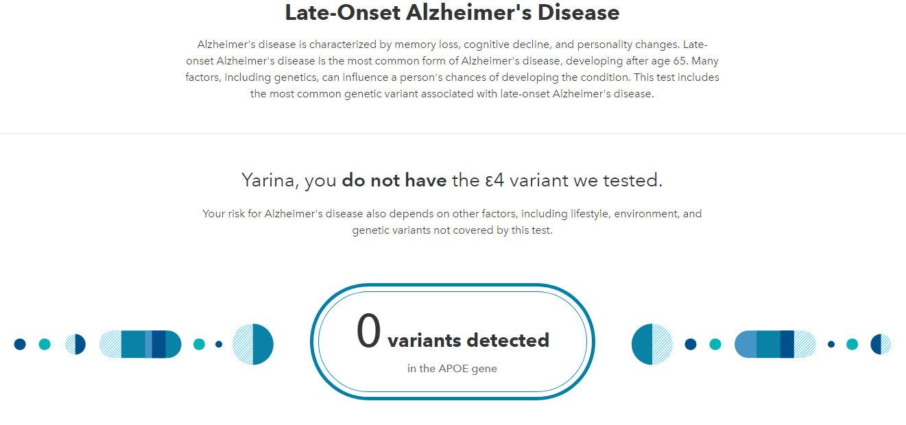 Alzheimer's Disease 23andme carrier report 