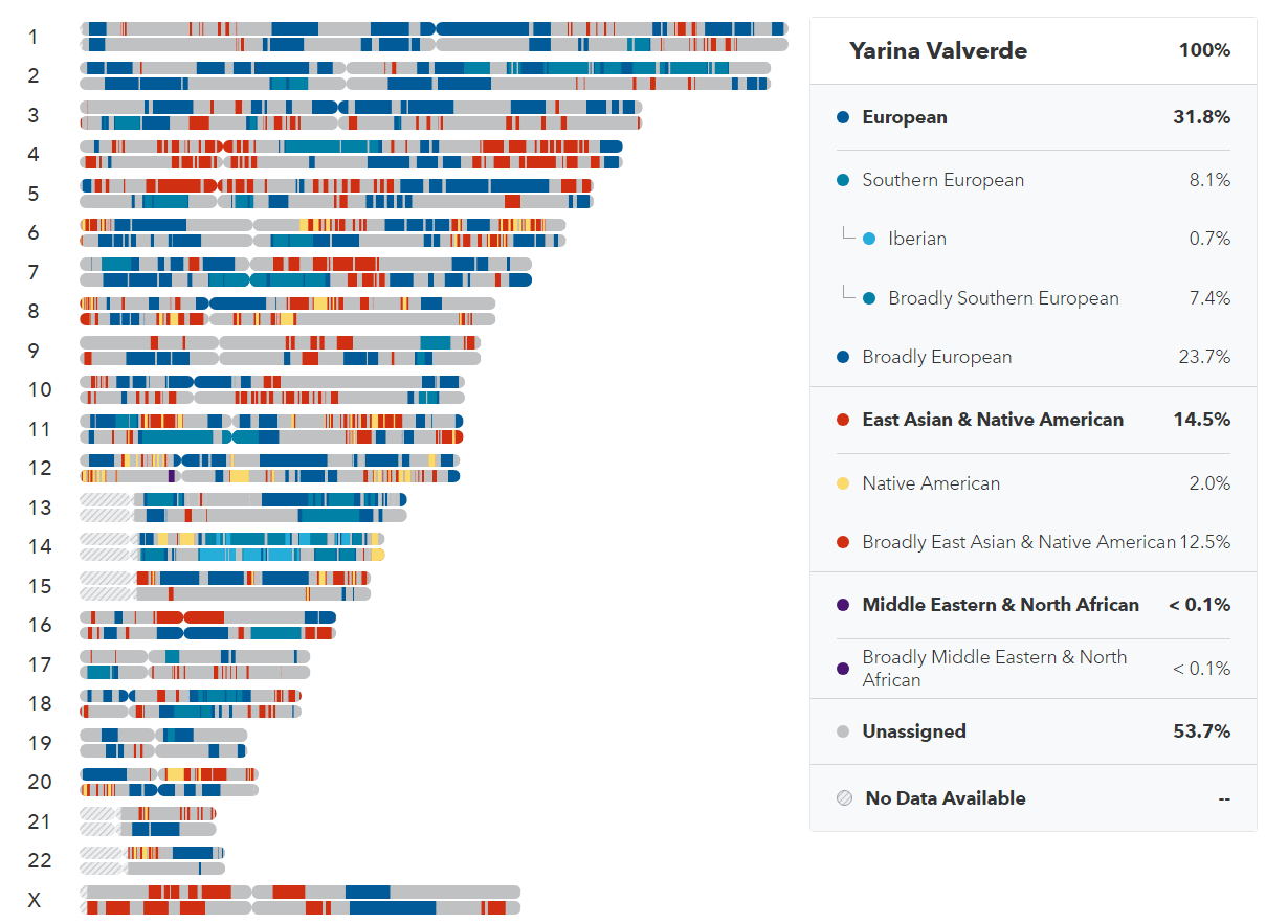 Ancestry breakdown in detail from 23andMe