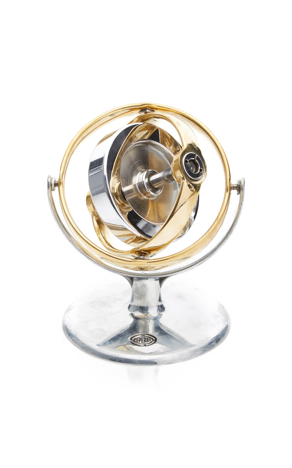 Polished Aluminum And Brass Gyroscope - Mantiques Modern