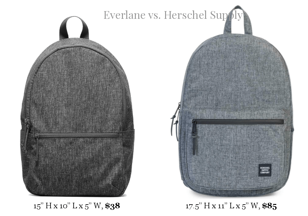 Everlane vs. Herschel Supply backpack price and specs compared
