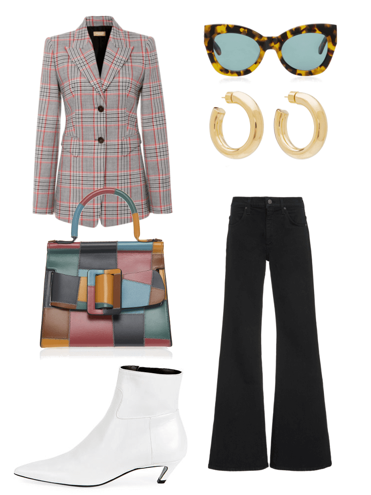 Just retro enough | Blaser from Michael Kors collection, handbag from Boyy,boots from Balenciaga, sunglasses from Karen Walker and jeans from Citizens of Humanity