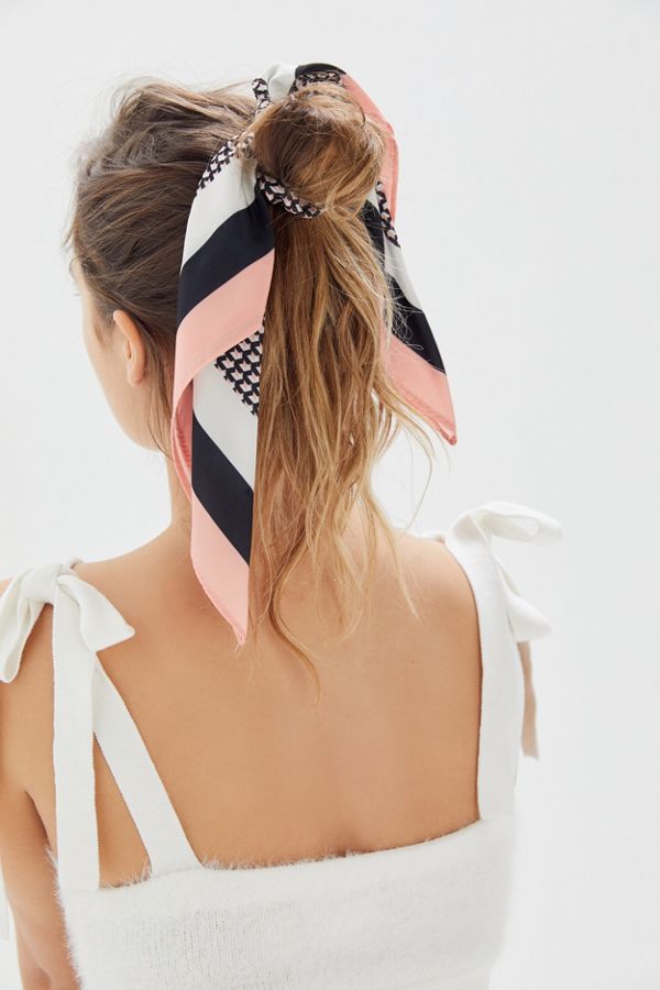 Lana hair scarf scrunchie in pink, black and white